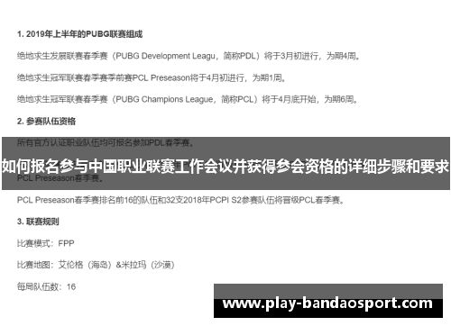 如何报名参与中国职业联赛工作会议并获得参会资格的详细步骤和要求 如何报名参与中国职业联赛工作会议并获得参会资格的详细步骤和要求